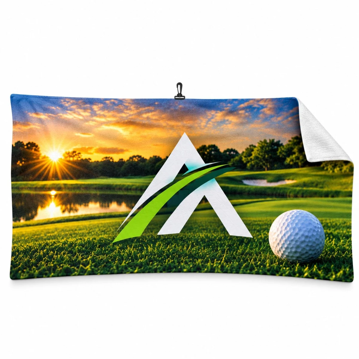 24 Hr Express Ship - Oversized Golf Towel in Microfiber Terry, 20x40, with Black Hook, Sublimated 1