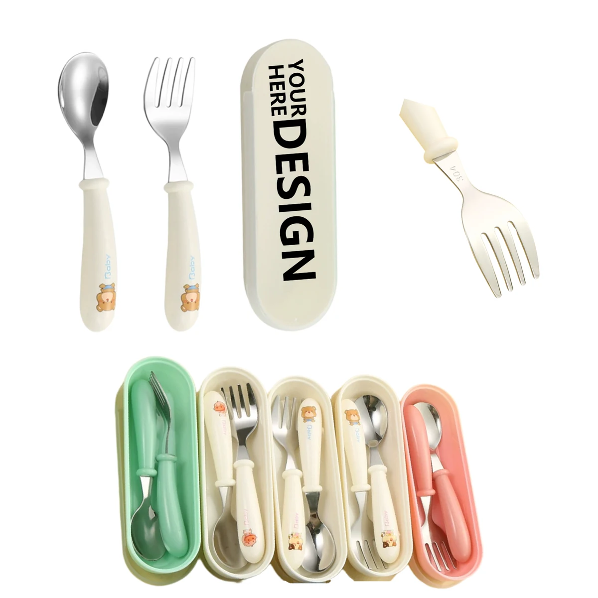 Stainless Steel Round Handle Spatula Fork 1