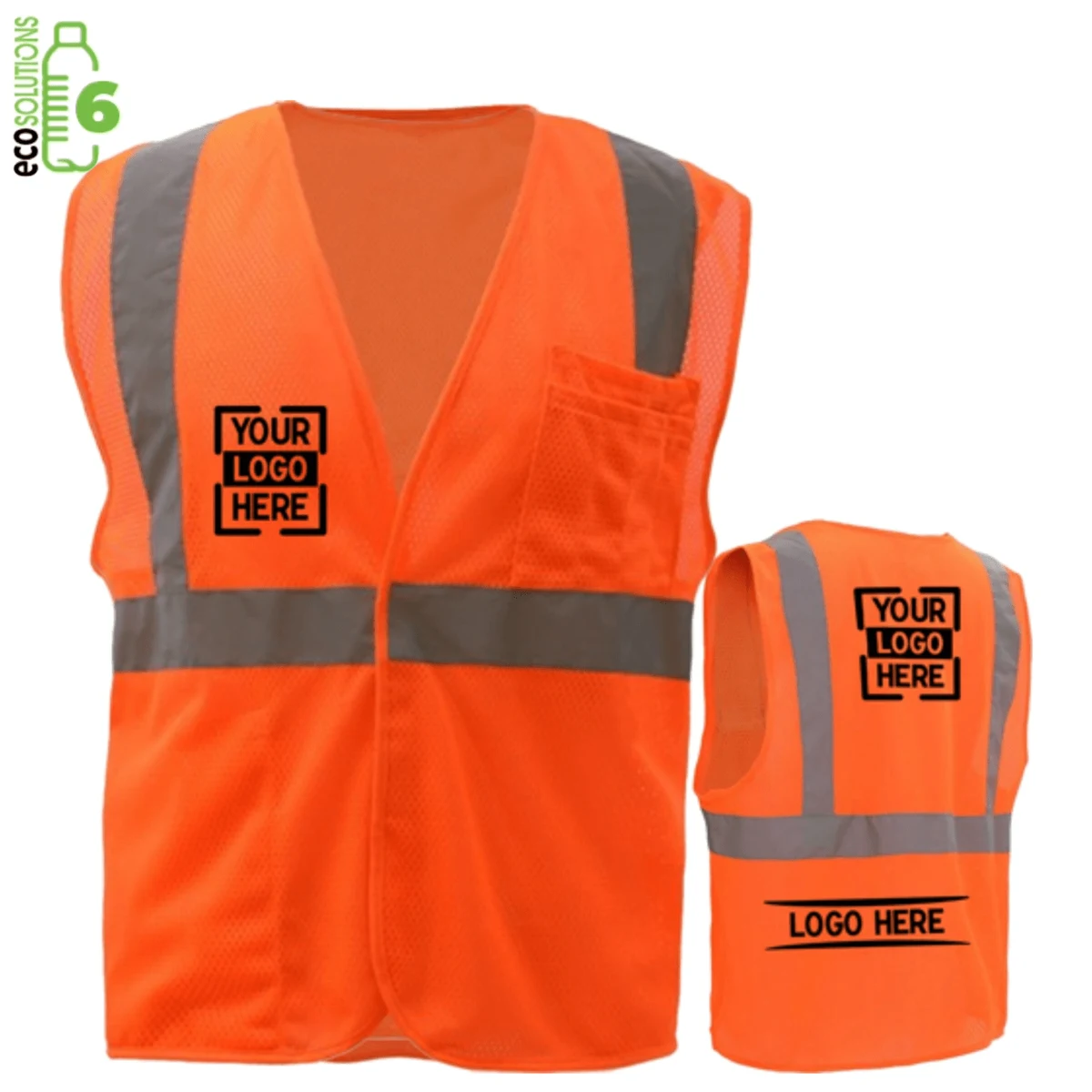 rPET Class 2 Reflective Mesh Safety Hook & Loop Vest with Pockets 1