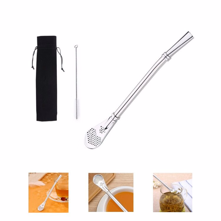 Stainless Steel Tea Straw with Pouch and Brush