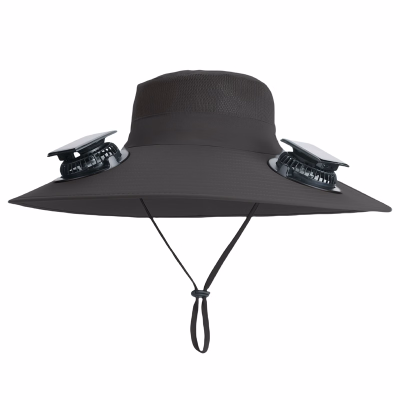 Summer Solar Dual Fan Hat for Outdoor Hiking Fishing Sun Protection Wide Brim Quick Dry Waterproof.