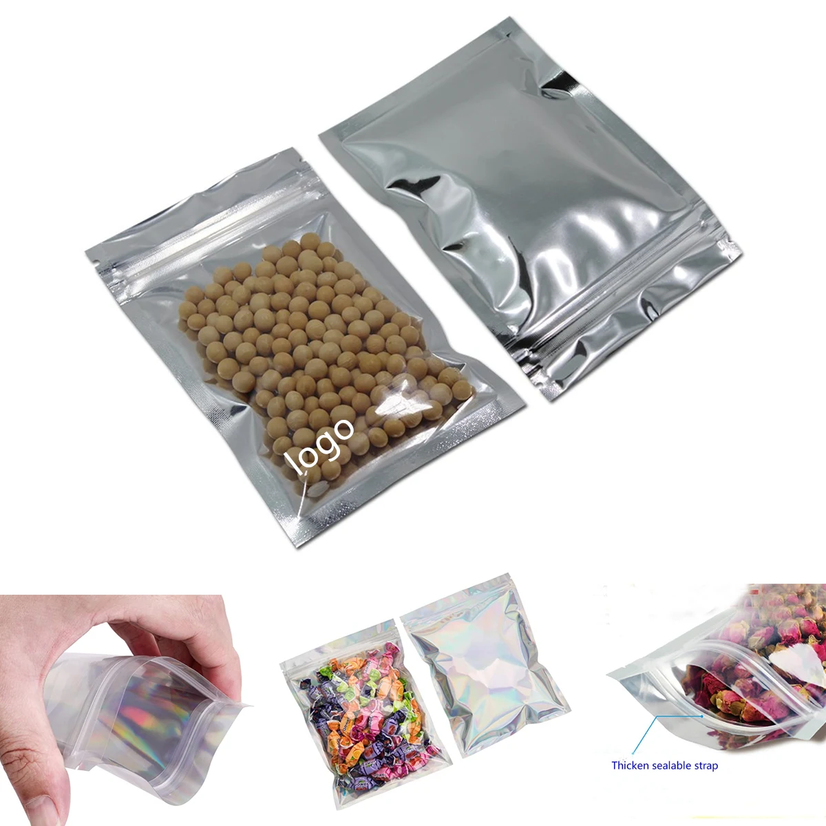 Clear Silver Reclosable Airtight Mylar Bags 1