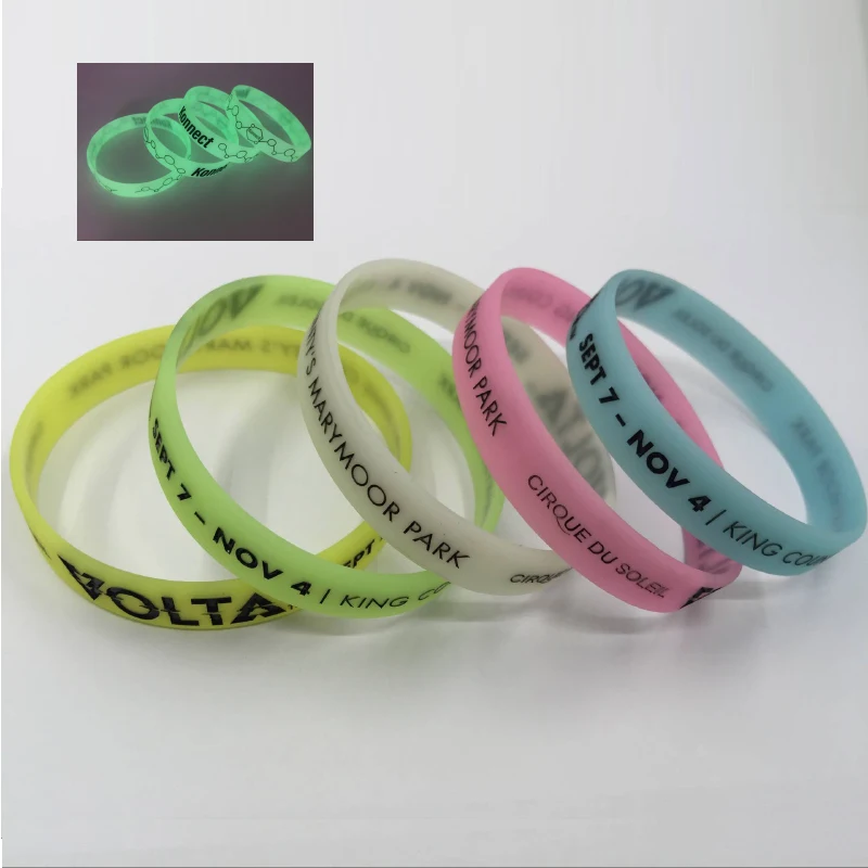 Deboosed Silicone Luminous Wristband w/ Color Filled 1