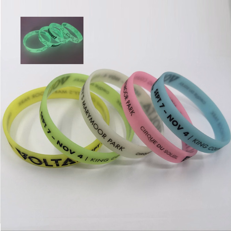 Deboosed Silicone Luminous Wristband w/ Color Filled
