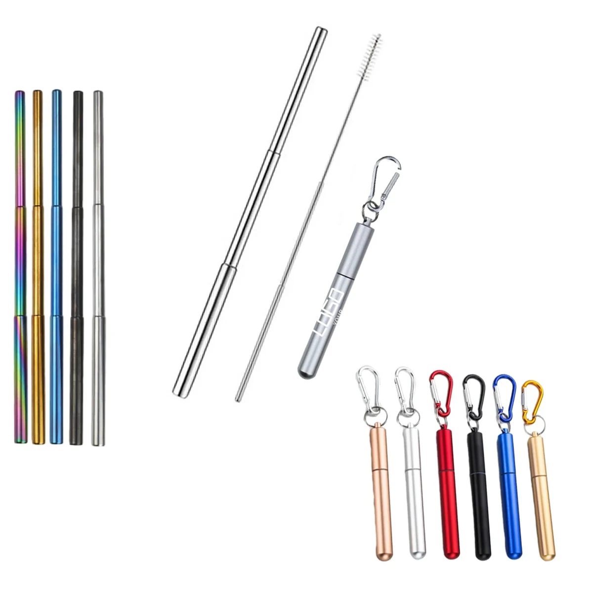 MOQ50 304 Telescopic Travel Straw Collapsible /W Keychain 1
