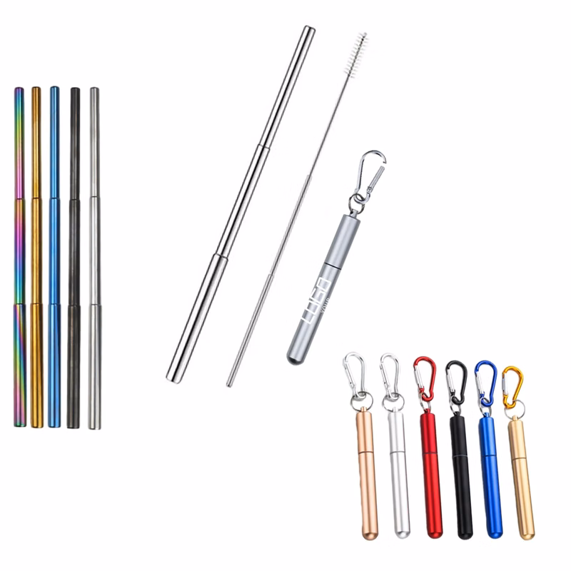 MOQ50 304 Telescopic Travel Straw Collapsible  /W Keychain