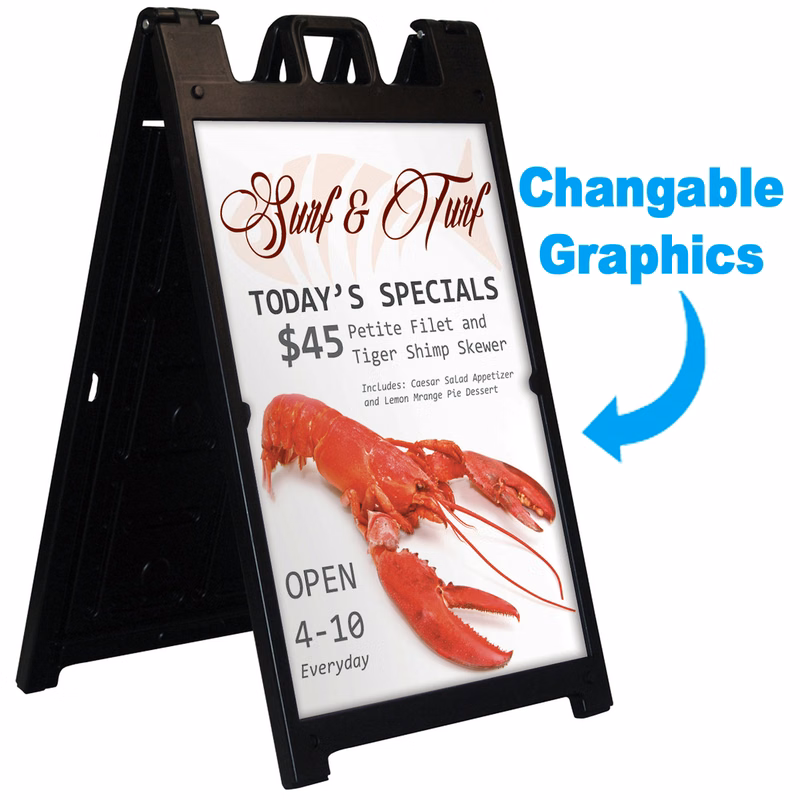 Deluxe Sandwich Board Display w/ 2 Sided Graphic - White