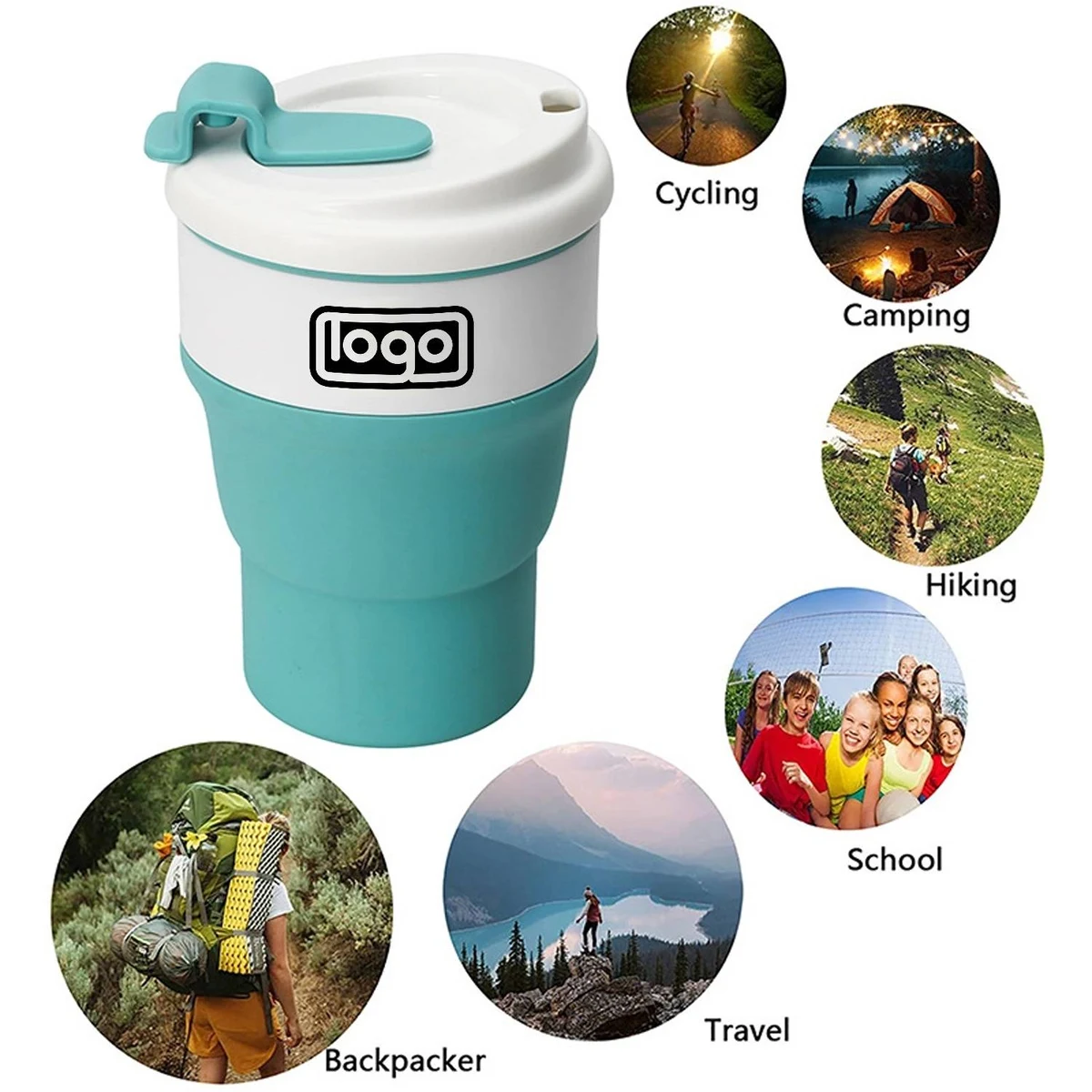 Collapsible Cup Silicone Folding Mug Sport Bottle with Lid 1