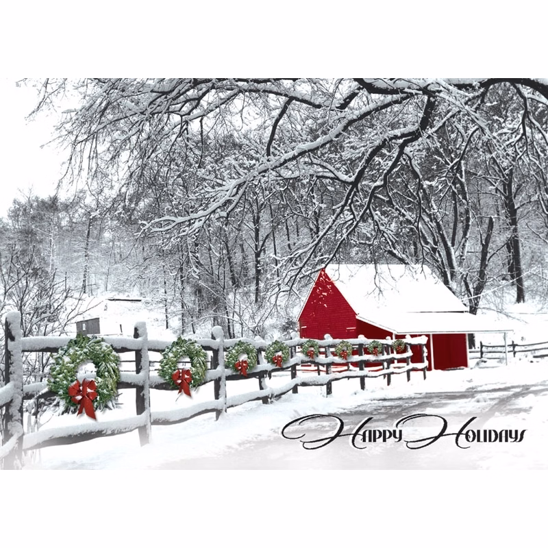 Country Farm Stand Winter Scene Christmas Card