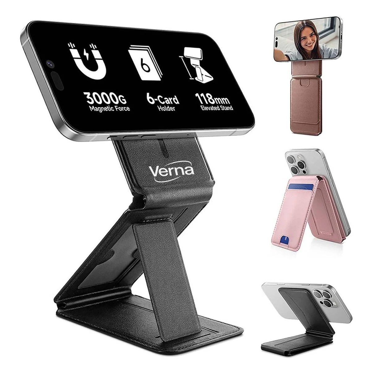 PU Leather Folding Magnetic Phone Holder Card Case 1
