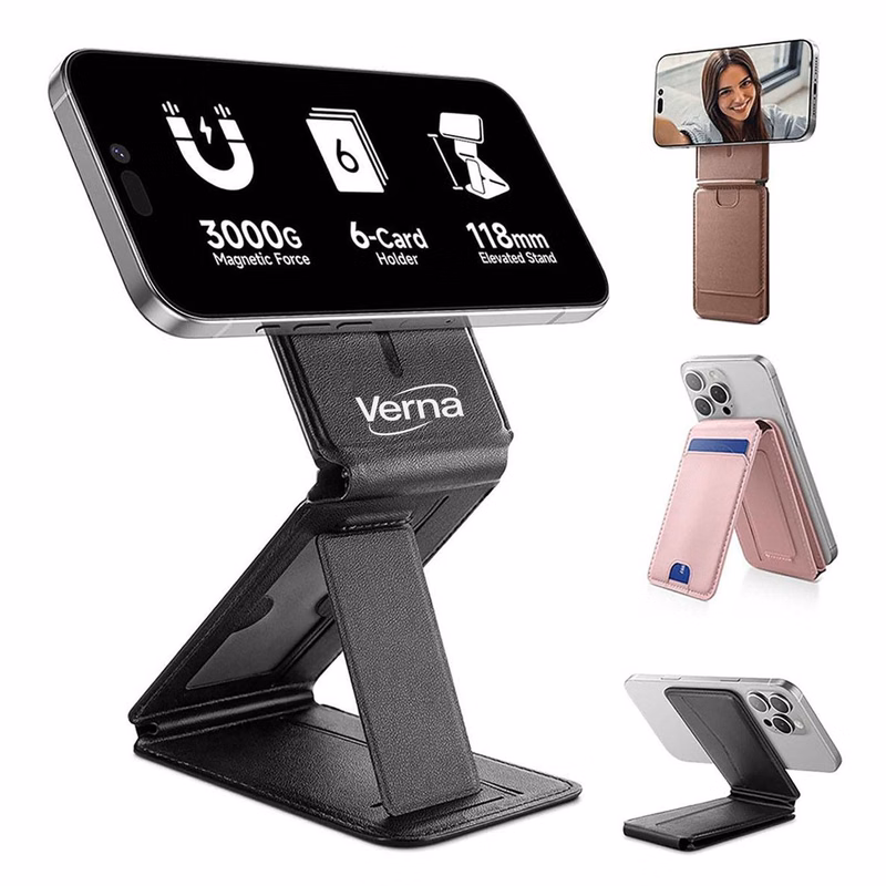 PU Leather Folding Magnetic Phone Holder Card Case