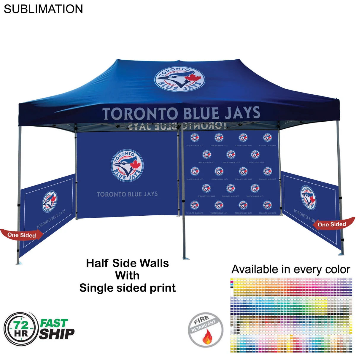 72 Hr Fast Ship - Half Side Wall for 10x20 Tent Kit, Sublimated, Single Sided Print 1