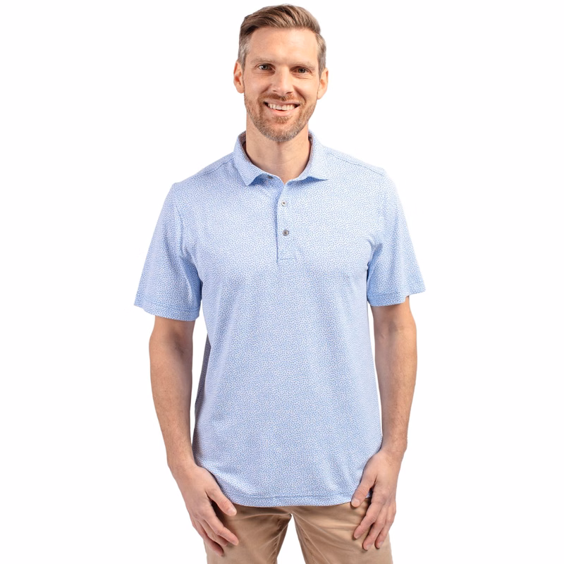 Cutter & Buck Virtue Recycled Botanical Print Featherlight Pique Mens  Polo