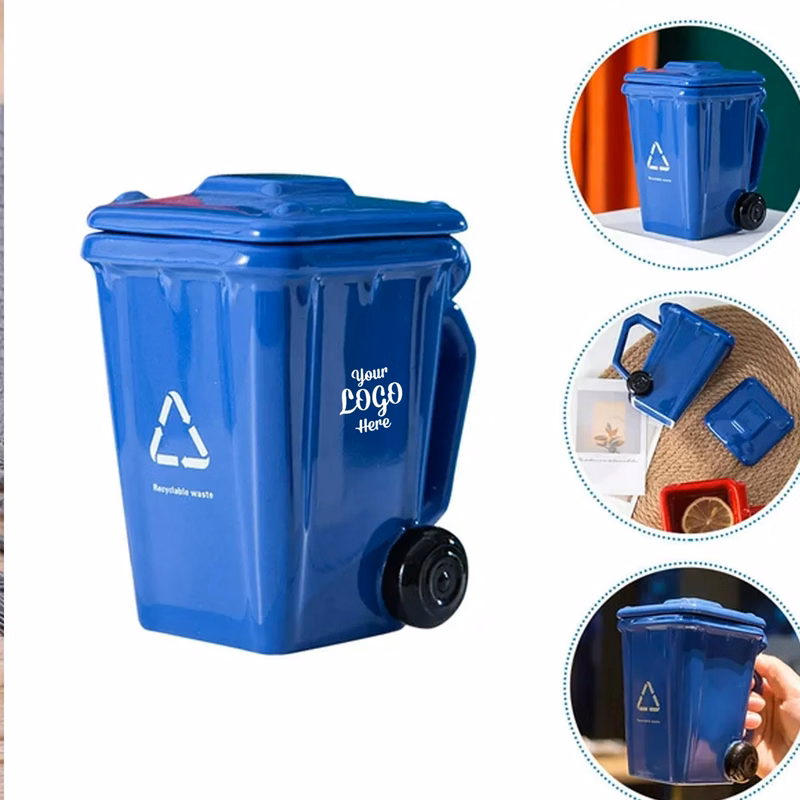 Trash Can Ceramic Funny Tea Bin