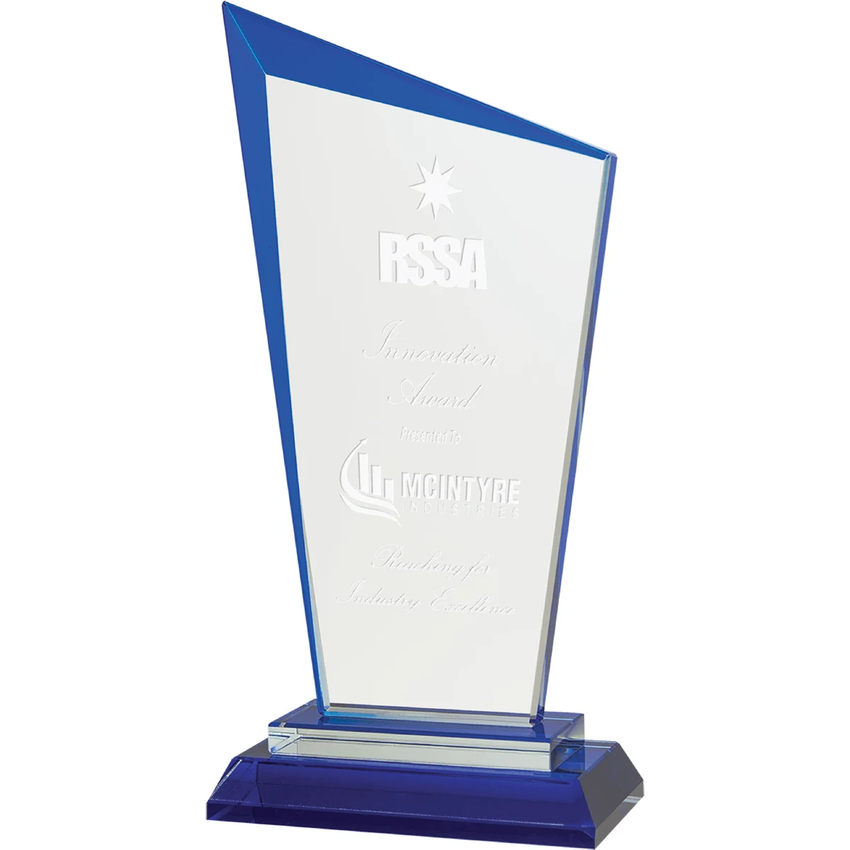8" Blue Razor Glass Award 1