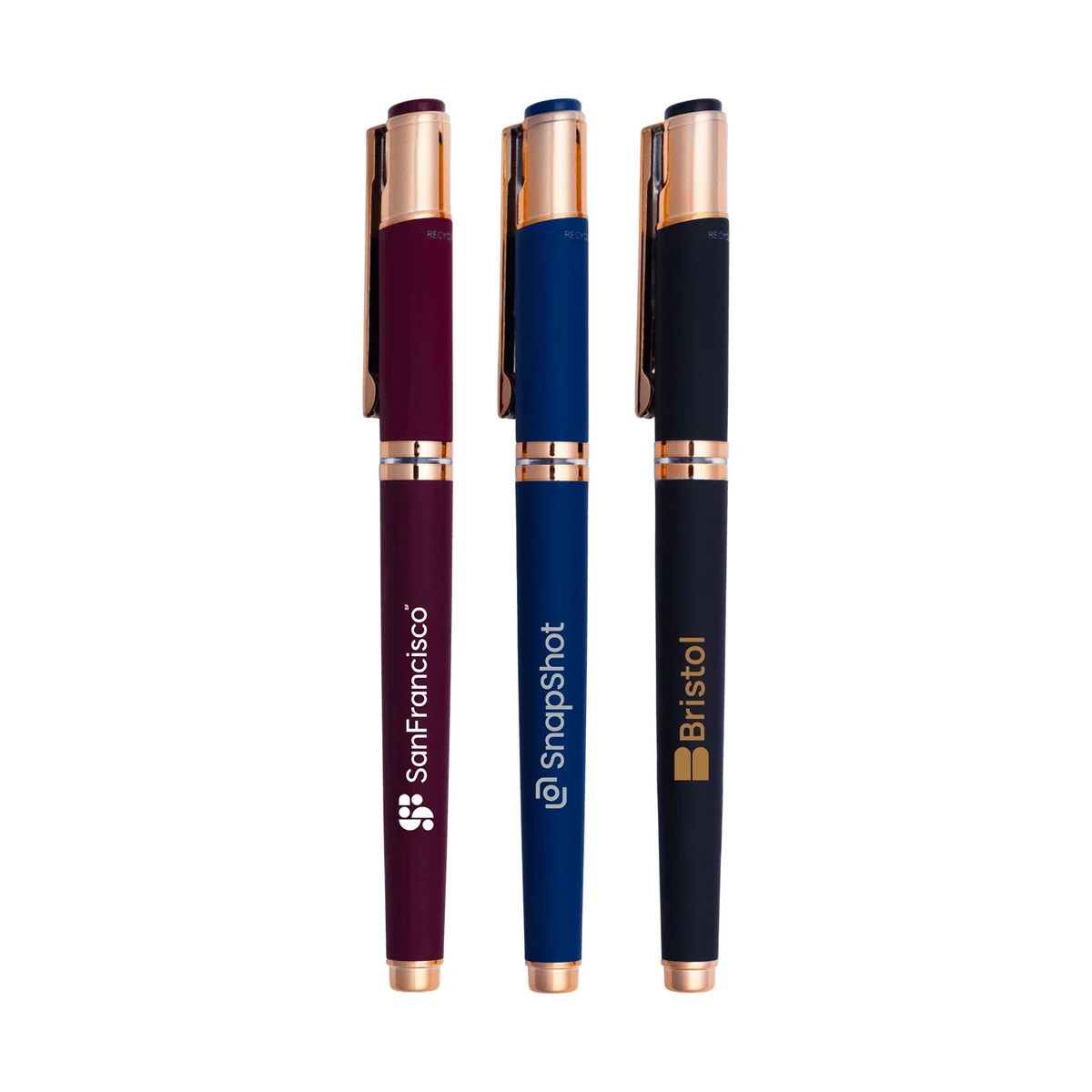 The Satin Noble Gel Pen with Rose Gold Accents made w/Recycled Aluminum 1