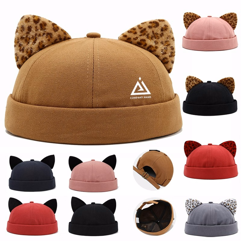 Leopard Print Ears Skullcap Women's Sailor's Cap