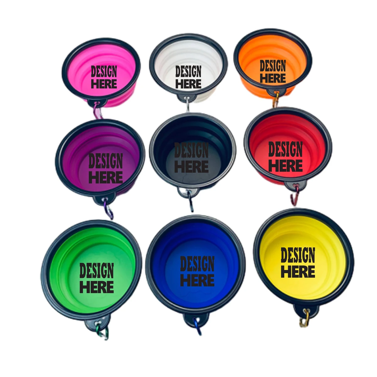 Customizable Foldable Colorful Portable Pet Bowl 1