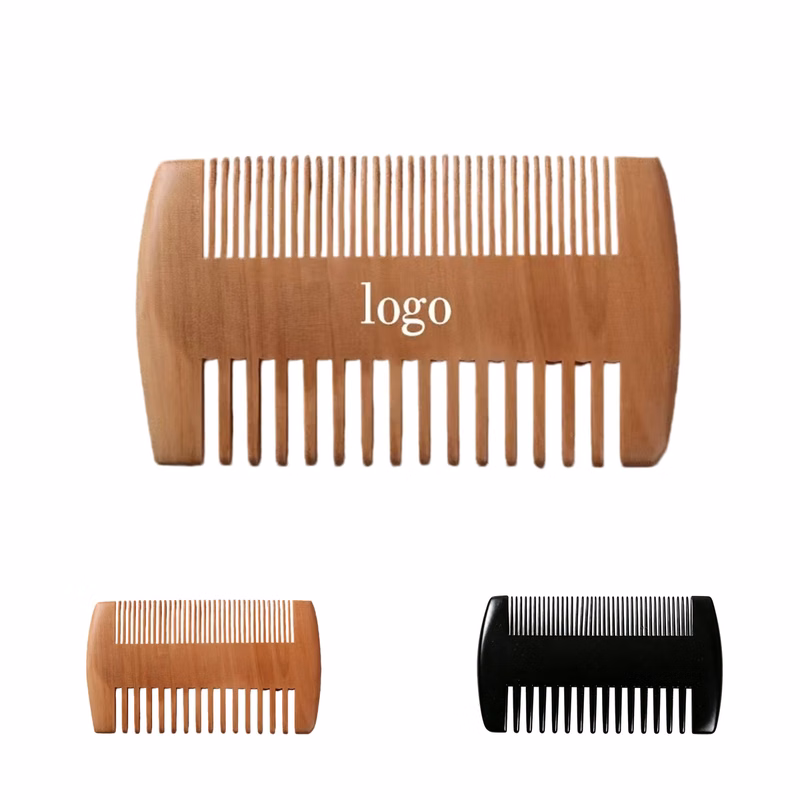 Peach Wood Dual Tooth Beard Comb
