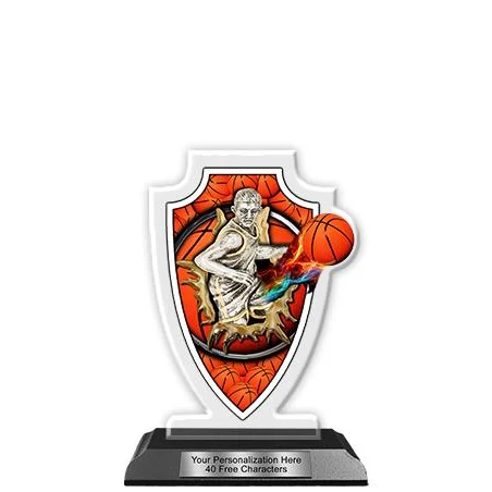 Acrylic Trophy: 6" Arrow Head, Basketball Field De 1