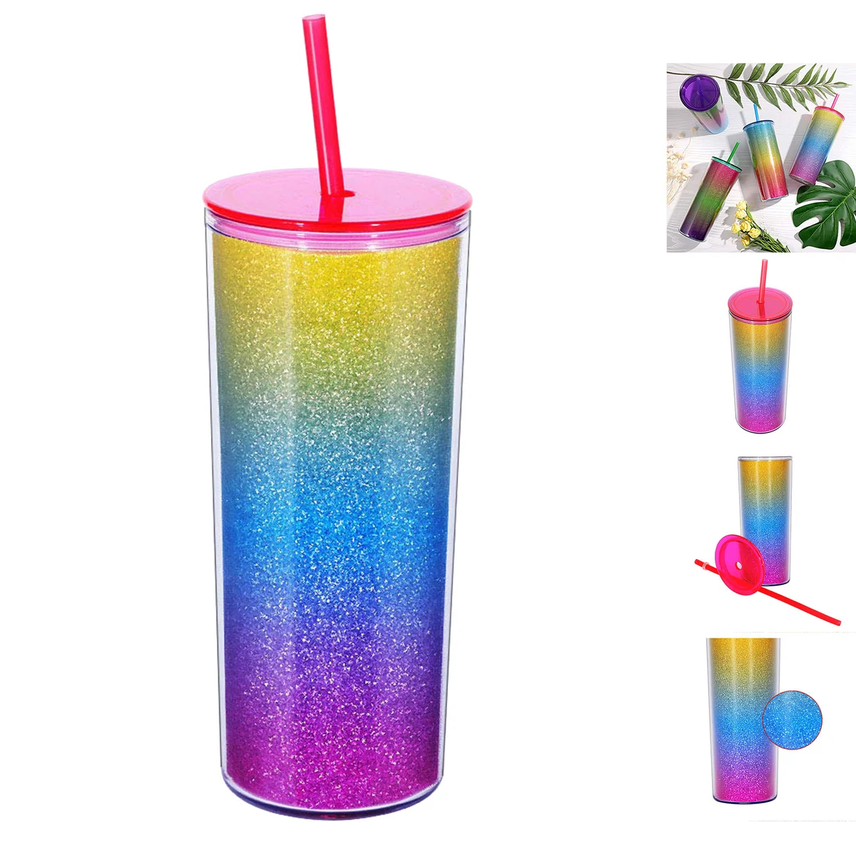 Rainbow Tumbler with Straw 1