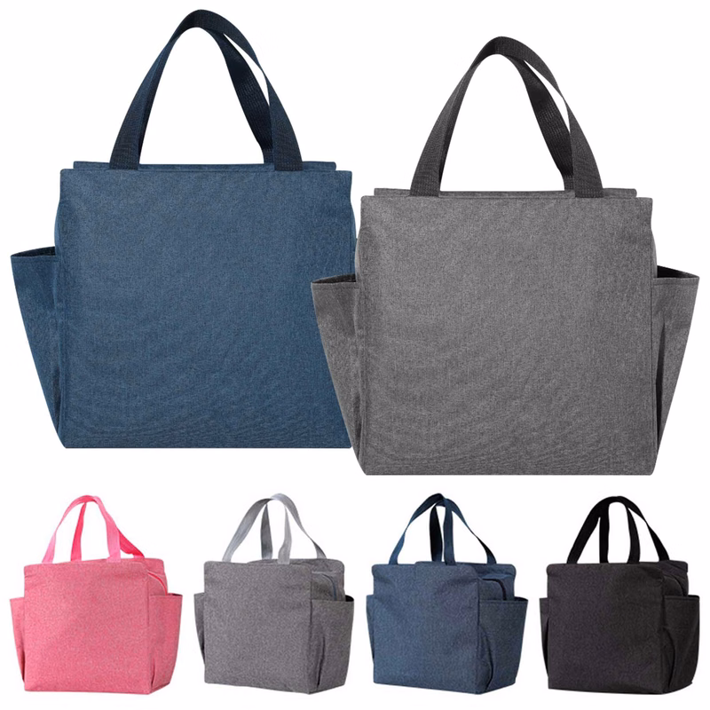 Dual Pockets Zipper Lunch Tote Bags