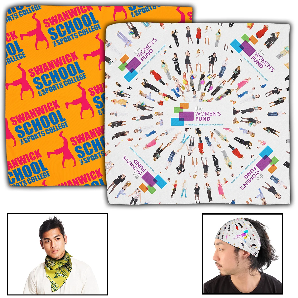 "THE AURORA BANDANA" Headband and Neck Wear Full Color Sublimation - Import Air Ship – 22" x 22" 1