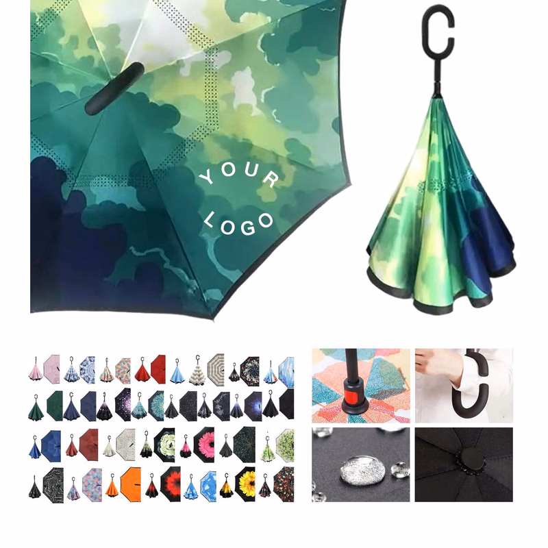 Windproof Reverse Folding Umbrella with Double Canopy