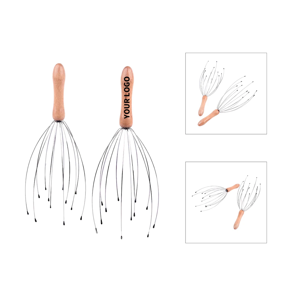Wood Handle Scalp Massager 9.5 x 3.5" 1