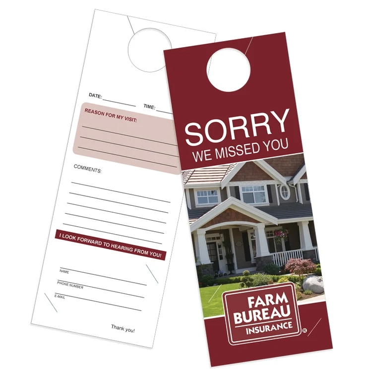 Door Hanger With Business Card Slits - 4 1/4" x 11" 1
