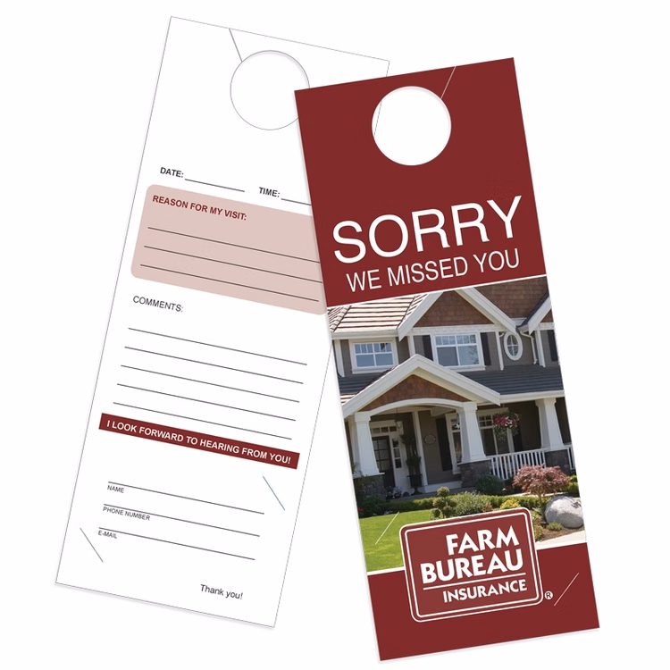 Door Hanger With Business Card Slits - 4 1/4" x 11"