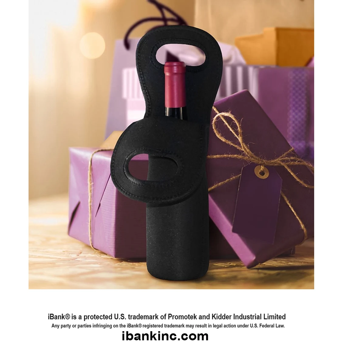 iBank ® 1-Bottle Neoprene Wine Carrier Tote Bag, Bottle Holder 1