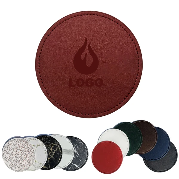 Custom Water-Absorbent PU Leather Drink Coaster — Promotional Furniture Protector 1