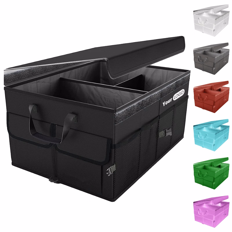 Oxford Cloth Multi-Compartment Trunk Organizer With Foldable Design And Extra Pockets