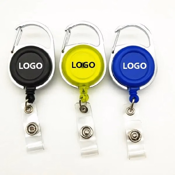 Round Carabiner Retractable Reel Recoil ID Badge