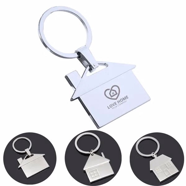 Custom Polished Stainless Steel House Keyring — Real Estate Professional Brand Key