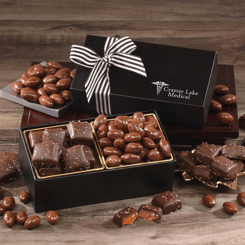 Chocolate Splendor with Chocolate Sea Salt Caramels & Chocolate Covered Almonds