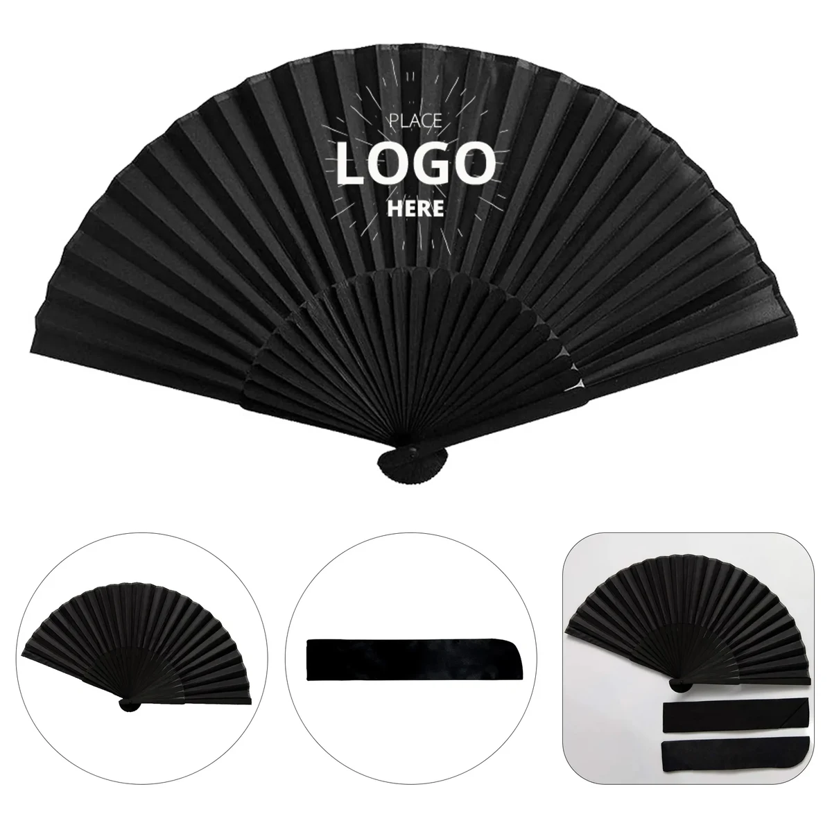 Ancient Style Black Plain Folding Fan 1