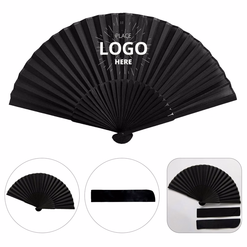 Ancient Style Black Plain Folding Fan