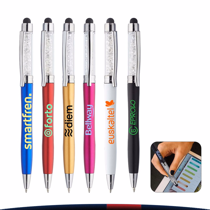 Payton Crystalline Plastic Ballpoint Pen With Stylus