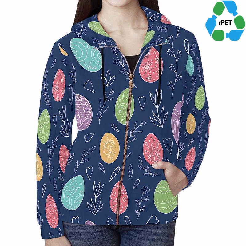 Women's rPET Recycled 100% Polyester Sublimation Performance Full-Zip Hoodie