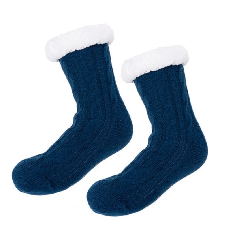 Sherpa Lined Fuzzy Feet Crew Socks with Grip 1