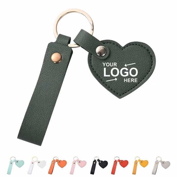 Custom PU Leather Heart Tag Keychain 6.57 Inch — Fashionable Key Organizer Charm