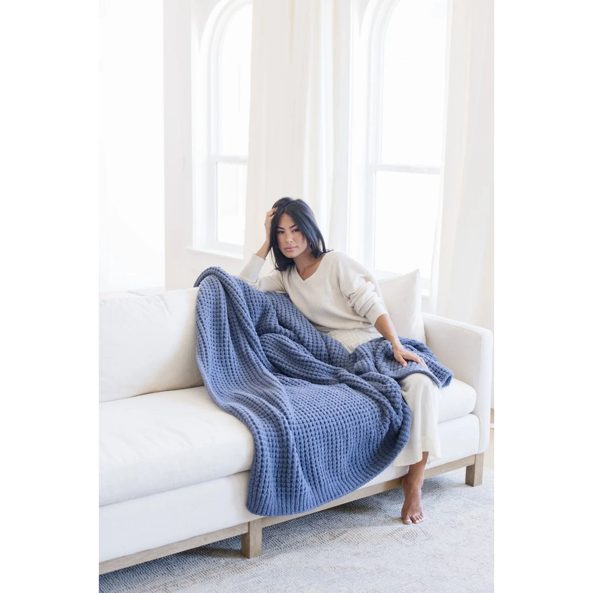 Waffle Knit Oxford-Throw Luxury Blanket (50x60) 1