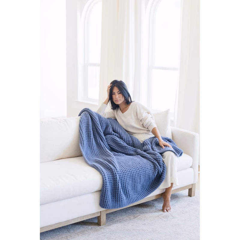Waffle Knit Oxford-Throw Luxury Blanket (50x60)