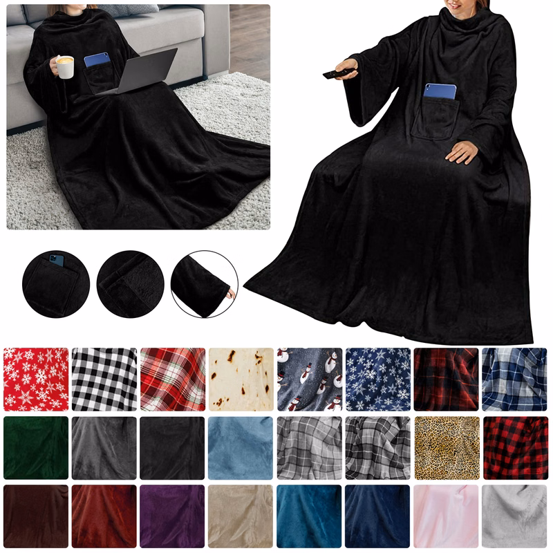 Premium Sherpa Fleece Blanket with Sleeves