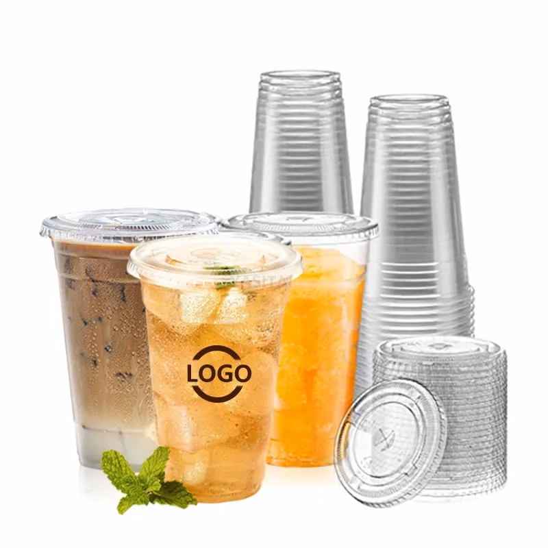 16oz Disposable Plastic PET Beverage Drink Cup with Lid