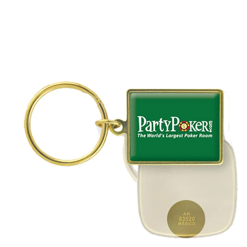 Keychain - Rectangle Solid Brass Domed (1 1/8"x1 1/2") 1