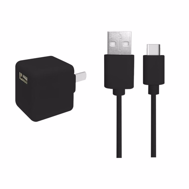 2-in-1 USB Type-C & AC Adaptor Sets - Black 4'