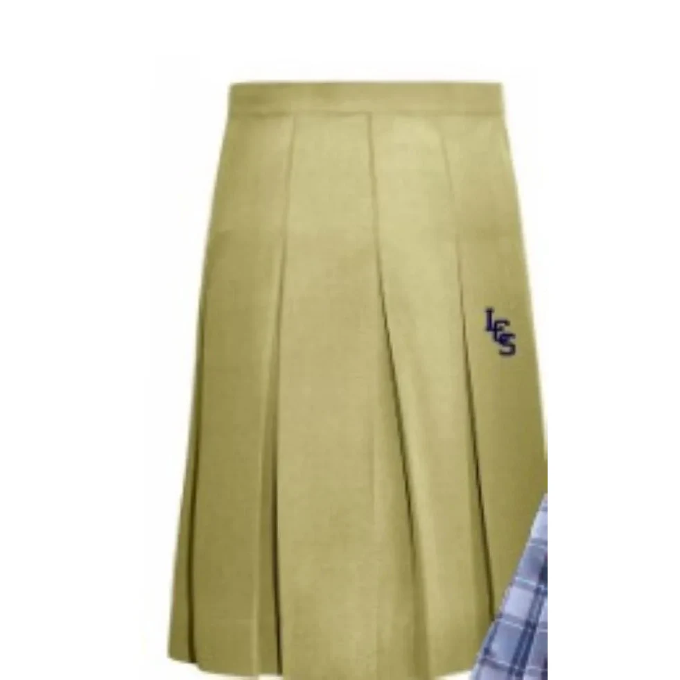 Girls Pleated Skirt: Khaki (Girls K-5) 1